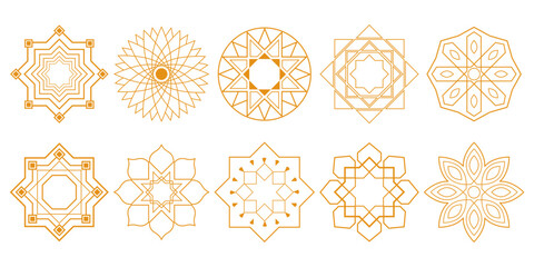 set of elements islamic ramadan geometric ornament