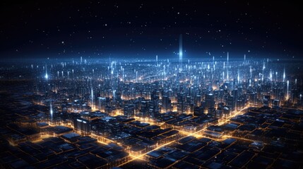 Wall Mural - information represented as a high tech futuristic particle network. big data vizualisation concept. 