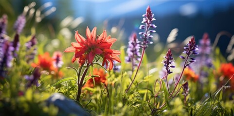 Canvas Print - Macro Photography of Colorful Alaskan Wildflowers, generative ai