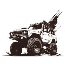 Off Road Car With Mud Illustration