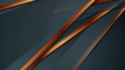 Wall Mural - Dark blue corporate background with glossy bronze stripes