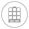 IBC intermediate bulk container tank for liquids fluid water storage reservoir icon in circle round black color vector illustration image outline contour line thin style