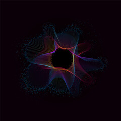 Wall Mural - dark abstract background with glowing wavy tunnel. shiny moving lines design element. futuristic tec