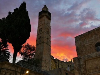 Bloody sky above the tomb of the Lord