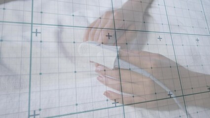 Poster - Animation of data processing over biracial patient in hospital bed