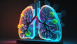 Human body parts Lungs neon illustration image Ai generated art
