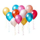 colorful balloons isolated on transparent background cutout