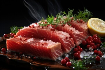 Wall Mural - Tuna and salmon steaks