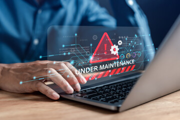 programmer update software system with under maintenance system. upgrade version system. business te
