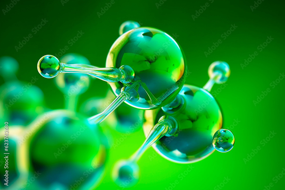 Molecule of green hydrogen gas (H2). Production of green hydrogen ...