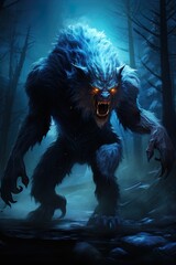 Wall Mural - A savage werewolf attacks. Great for fantasy, DnD, RPG, TTRPG,  horror and more. 