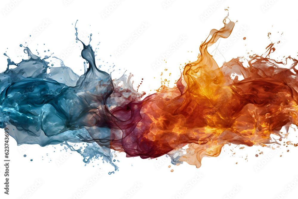 Fire and Water splashes in a transparent background, Generative AI ...
