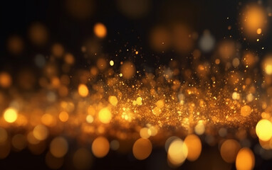 Abstract background with gold bokeh effect. christmas. sparkling magical dust particles. magic