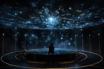 Wall Mural - holographic star map in a dark room