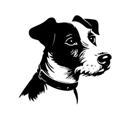 Wall Mural - vector isolated one single sitting jack russell dog head front view black and white bw two colors si