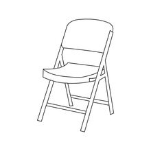 Rocking Chair Vector Hand Drawn Illustration. Colored Furniture For Living Room. Comfortable Home Wooden Chair.Folding Chair With Arms Vector Flat Illustration. Colored Furniture For Those Outdoor..

