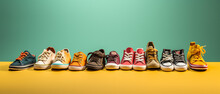 Various Colorful Kid Shoes Banner