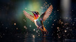 Seltener Kolibri Eisvogel fliegt über dem Wasser in Zeitlupe Zeitraffer Nahaufnahme, ai generativ