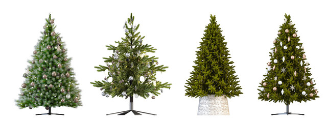 set of trees isolated on white