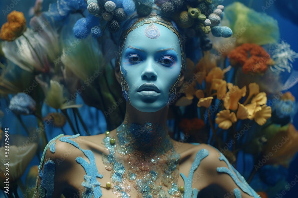 Creative generative ai picture of water goddess marine life non ...