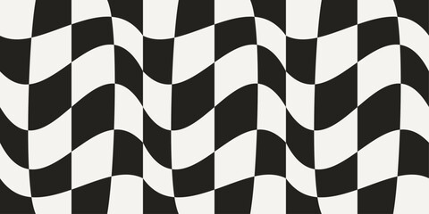 Fototapete - Beautiful and seamless racing flag. Vector seamless checkered pattern in black and white. For packaging, any surface where there should be a seamless background.