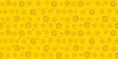 Leinwandbilder - Yellow background with white circles randomly placed. Seamless vector pattern with circles. Cheese pattern seamless.