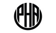 PHA shield in circle logo design vector template. lettermrk, wordmark, monogram symbol on white background.
