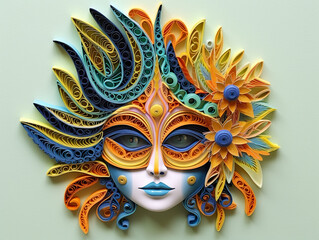 Wall Mural - A colorful mask with a flower on it. Generative AI.