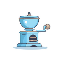 Vector Of A Blue Coffee Grinder With A Cookie On Top Of It