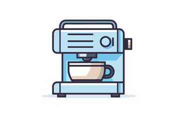 Sticker - Vector of a coffee maker with a cup on top   icon vecto