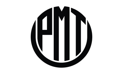 PMT shield in circle logo design vector template. lettermrk, wordmark, monogram symbol on white background.