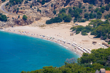 Sticker - Kidrak Beach Nature Park in Oludeniz district. Mugla, Turkey - July 10, 2023.