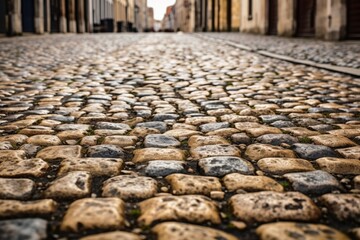 Wall Mural - Background of an old cobblestone street in a historic old town.