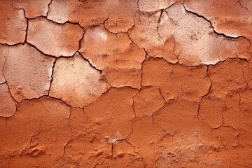 Wall Mural - An old terracotta stone wall background texture in brown tones .