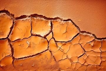 Wall Mural - An old terracotta stone wall background texture in brown tones .