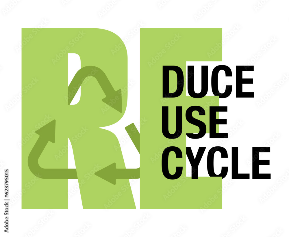 Reduce, Reuse, Recycle slogan, environment saving Stock Vector | Adobe ...