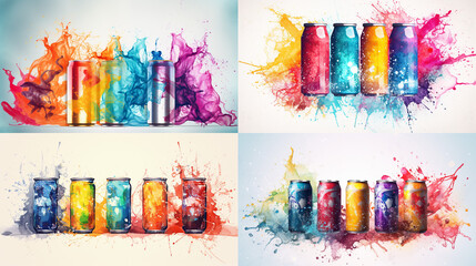 Canvas Print - set of colorful splashes on white