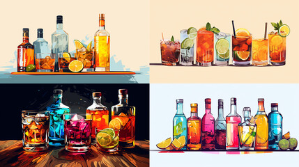 Poster - set of bottles