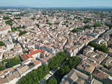 Avignon France  Aerial Drone .Old Town Centre