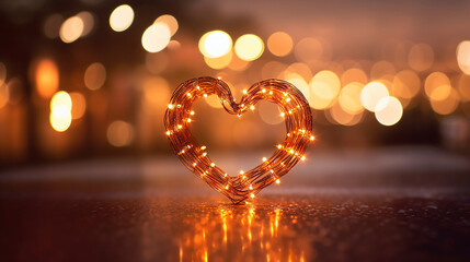 A mesmerizing image featuring a glowing heart surrounded by a beautiful bokeh effect