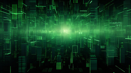 Soft green font in matrix style, Generative Ai