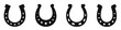 Horseshoe icons set. Black silhouettes of horseshoes on white background. Lucky horseshoe symbols collection - stock vector.
