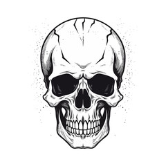 Black and white skull vector illustration.