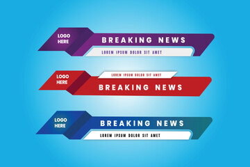 stylish color full geometric modern lower third banner template design premium vector, streaming spo