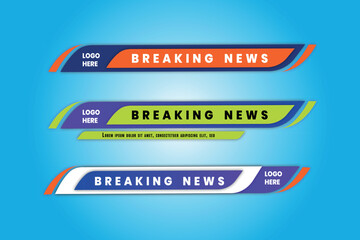 simple geometric lower third banner template design. colorful lower thirds set template vector. spor