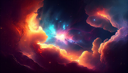 Wall Mural - Beautiful abstract cosmic sky background Ai generated image