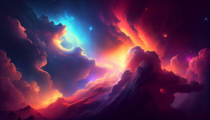 Wall Mural - Beautiful abstract cosmic sky background Ai generated image
