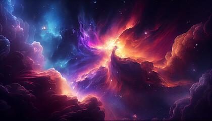 Wall Mural - Beautiful abstract cosmic sky background Ai generated image