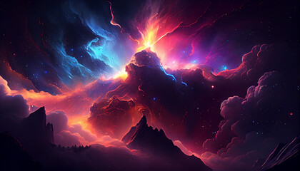 Wall Mural - Beautiful abstract cosmic sky background Ai generated image