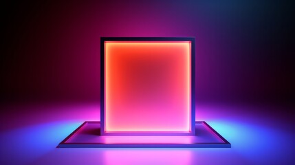 Blank glowing glass showcase for exhibit. 3d render illustration.